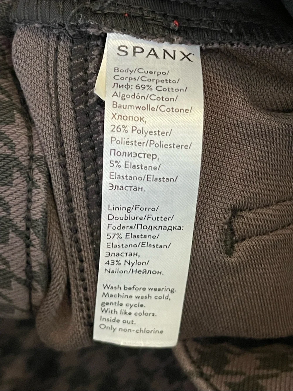 Spanx Jeanish Ankle Leggings Houndstooth Black Gray Size XL